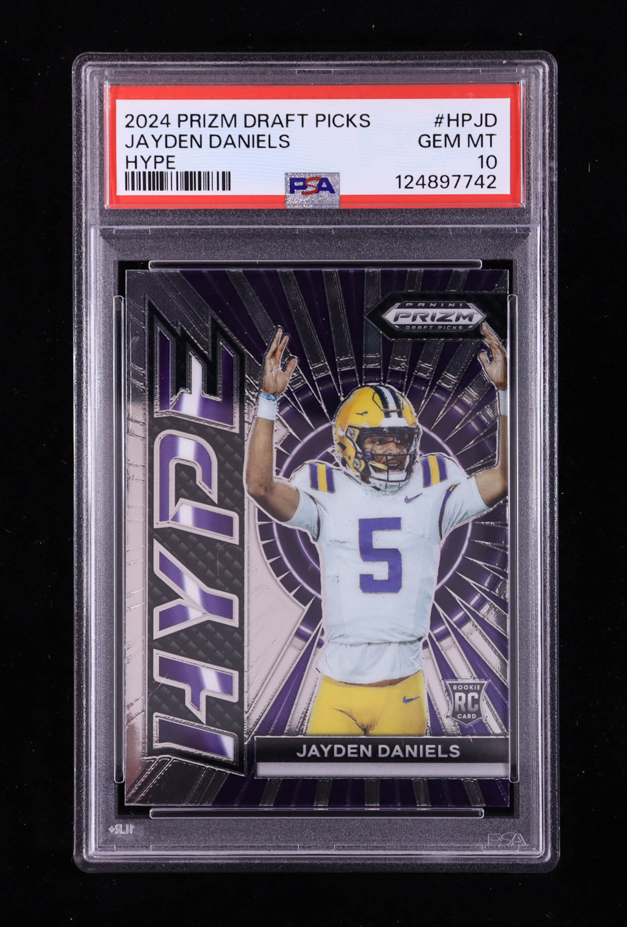 Jayden Daniels 2024 Panini Prizm Draft Picks Hype #5 RC (PSA 10) at PristineAuction.com Jayden Daniels 2024 Panini Prizm Draft Picks Hype #5 RC (PSA 10) at PristineAuction.com