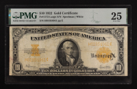 1922 United States Gold Certificate $10 Ten Dollar National Bank Note - Orange Seal (PMG VF 25) at PristineAuction.com