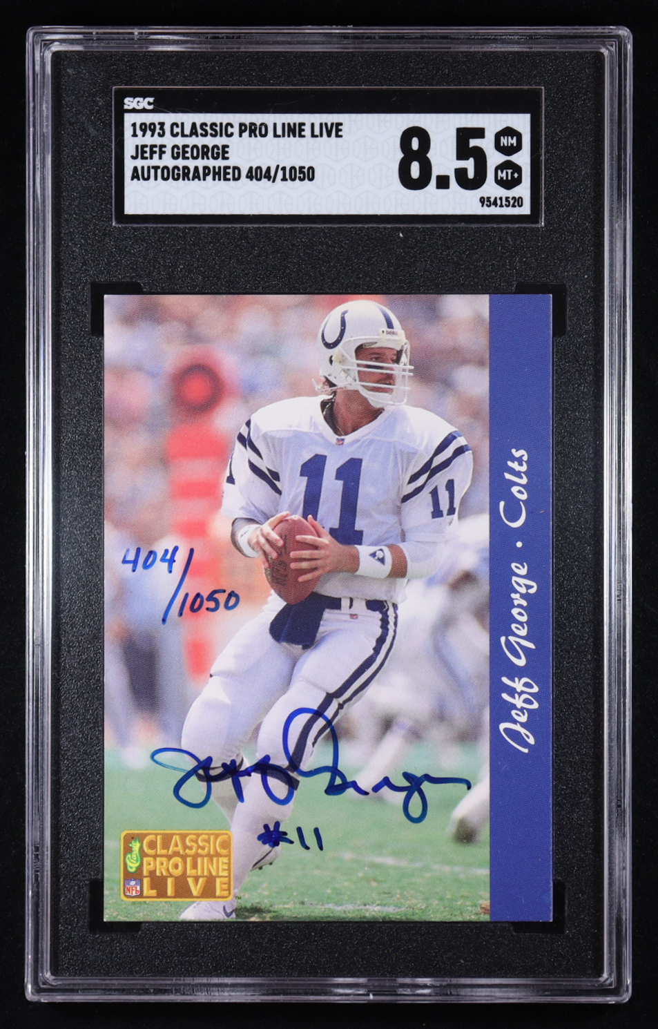 Jeff George Signed 1993 Classic Pro Line Live #404/1050 (SGC 8.5) at PristineAuction.com Jeff George Signed 1993 Classic Pro Line Live #404/1050 (SGC 8.5) at PristineAuction.com