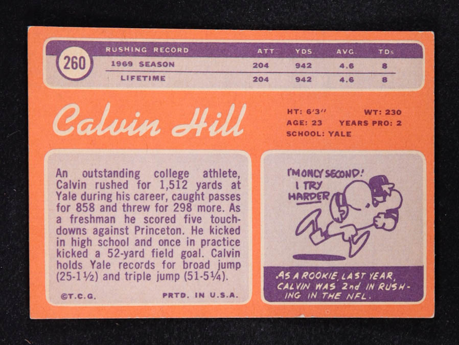 Calvin Hill 1970 Topps #260A Red RC at PristineAuction.com Calvin Hill 1970 Topps #260A Red RC at PristineAuction.com