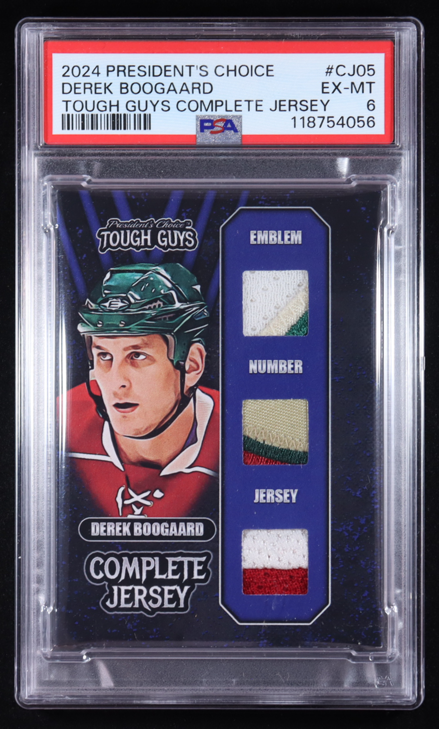 Derek Boogaard 2024 President's Choice Tough Guys Complete Jersey #CJ05 (PSA 6) at PristineAuction.com Derek Boogaard 2024 President's Choice Tough Guys Complete Jersey #CJ05 (PSA 6) at PristineAuction.com