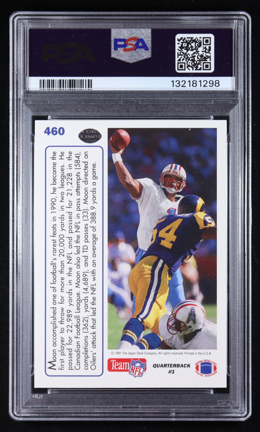 Warren Moon Signed 1991 Upper Deck #460 Inscribed "HOF 96" (PSA) at PristineAuction.com Warren Moon Signed 1991 Upper Deck #460 Inscribed "HOF 96" (PSA) at PristineAuction.com