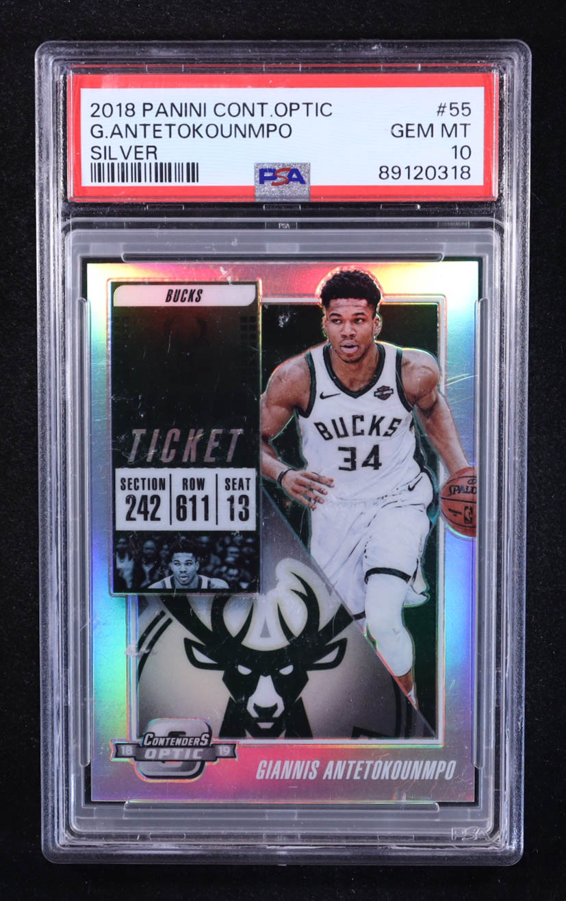 Giannis Antetokounmpo 2018-19 Panini Contenders Optic Silver #55 (PSA 10) at PristineAuction.com Giannis Antetokounmpo 2018-19 Panini Contenders Optic Silver #55 (PSA 10) at PristineAuction.com