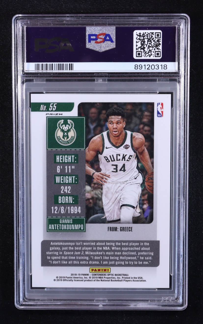 Giannis Antetokounmpo 2018-19 Panini Contenders Optic Silver #55 (PSA 10) at PristineAuction.com Giannis Antetokounmpo 2018-19 Panini Contenders Optic Silver #55 (PSA 10) at PristineAuction.com