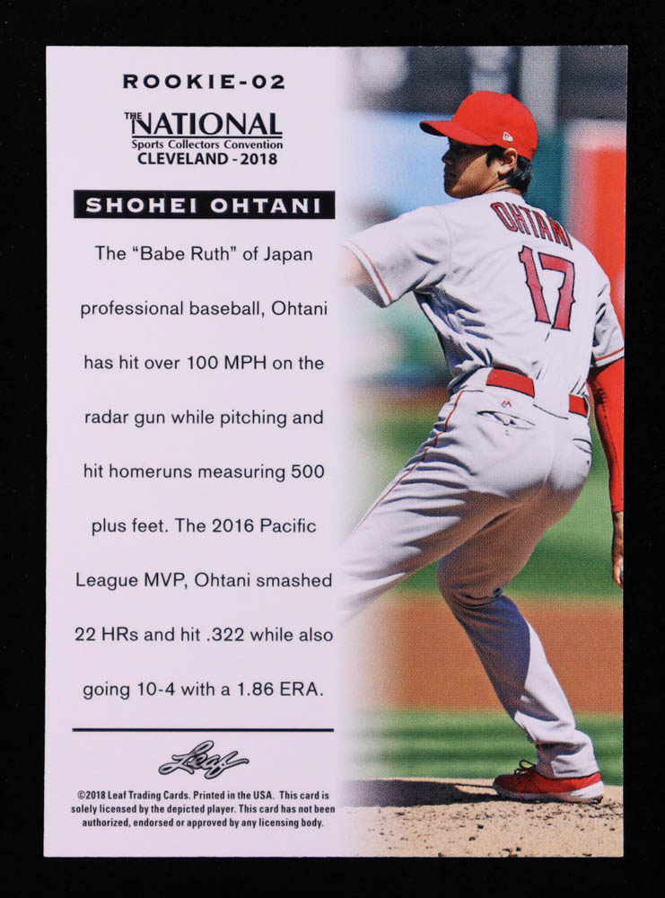 Shohei Ohtani 2018 Leaf National Convention Shohei Ohtani #Rookie02 RC at PristineAuction.com Shohei Ohtani 2018 Leaf National Convention Shohei Ohtani #Rookie02 RC at PristineAuction.com
