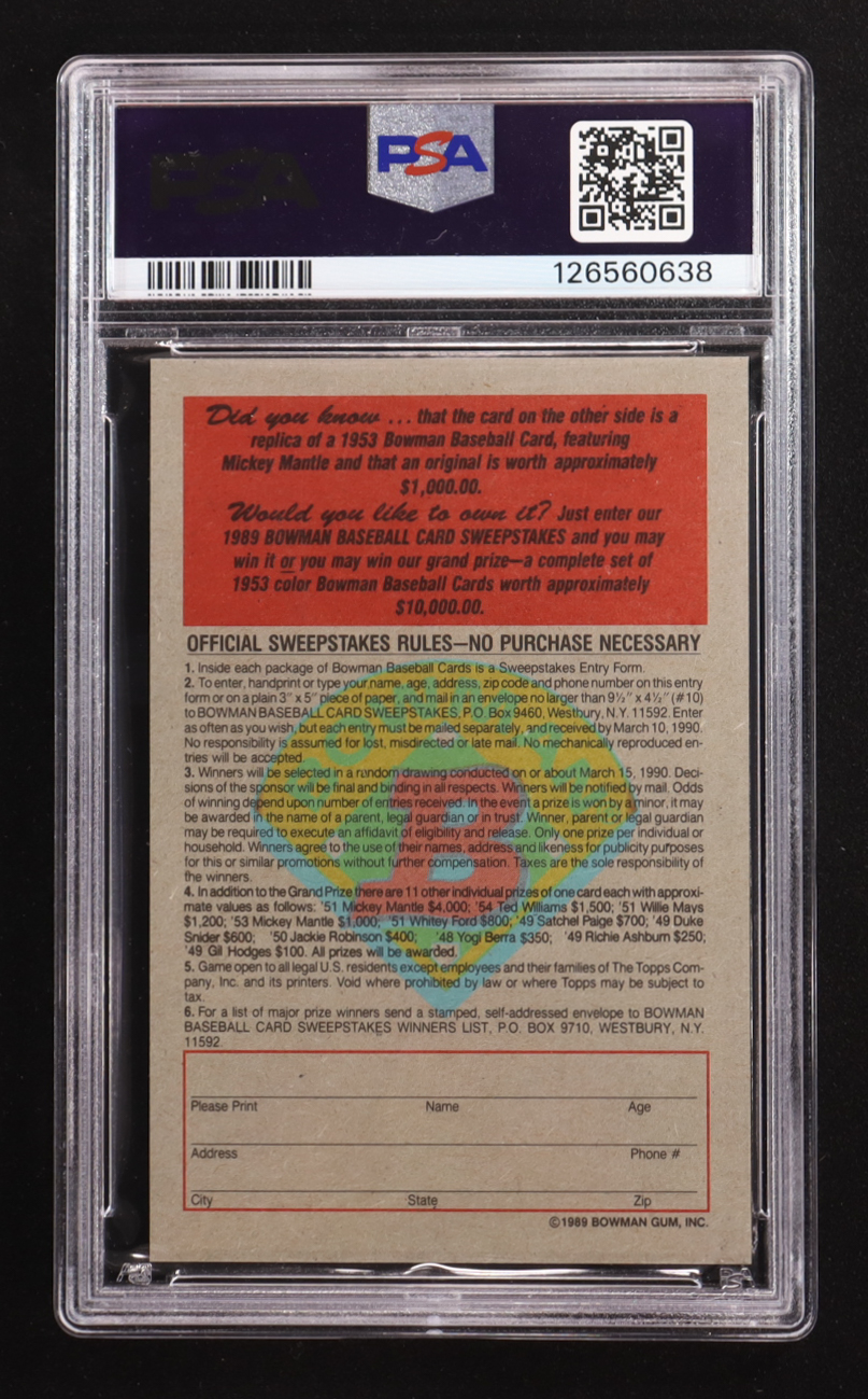 Mickey Mantle 1989 Bowman Inserts 1953 Reprint (PSA 6) at PristineAuction.com Mickey Mantle 1989 Bowman Inserts 1953 Reprint (PSA 6) at PristineAuction.com