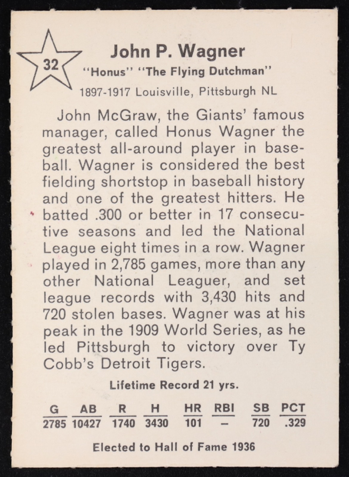 Honus Wagner 1961 Golden Press #32 at PristineAuction.com Honus Wagner 1961 Golden Press #32 at PristineAuction.com