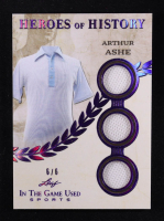 Arthur Ashe 2025 Leaf ITG Used Sports Heroes Of History Triple Relic Purple Foil #HH3 #6/6 at PristineAuction.com