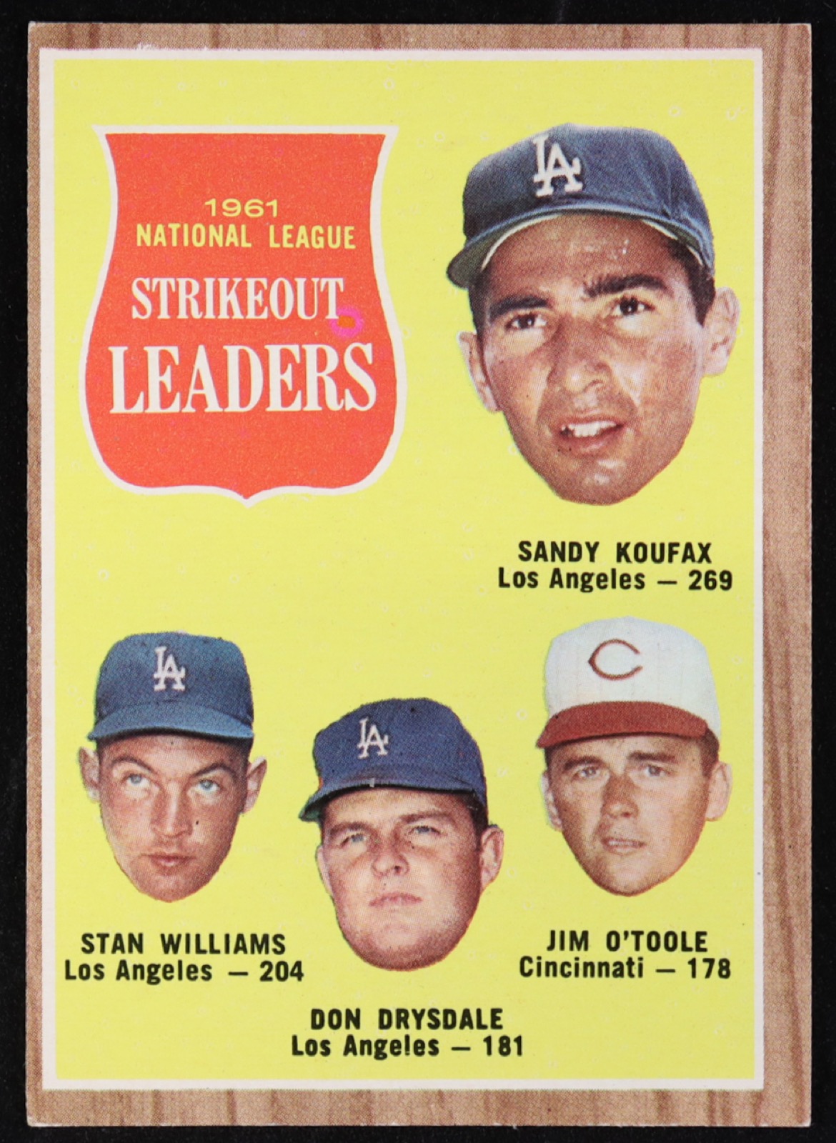 Sandy Koufax / Stan Williams / Don Drysdale / Jim O'Toole 1962 Topps #60 NL Strikeout Leaders at PristineAuction.com Sandy Koufax / Stan Williams / Don Drysdale / Jim O'Toole 1962 Topps #60 NL Strikeout Leaders at PristineAuction.com
