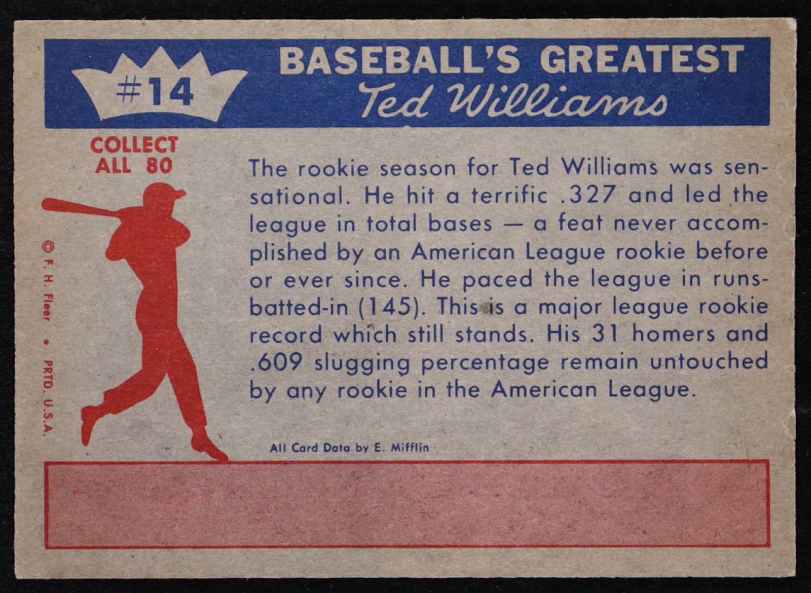 Ted Williams 1959 Fleer Ted Williams #14 Outstanding Rookie of 1939 at PristineAuction.com Ted Williams 1959 Fleer Ted Williams #14 Outstanding Rookie of 1939 at PristineAuction.com