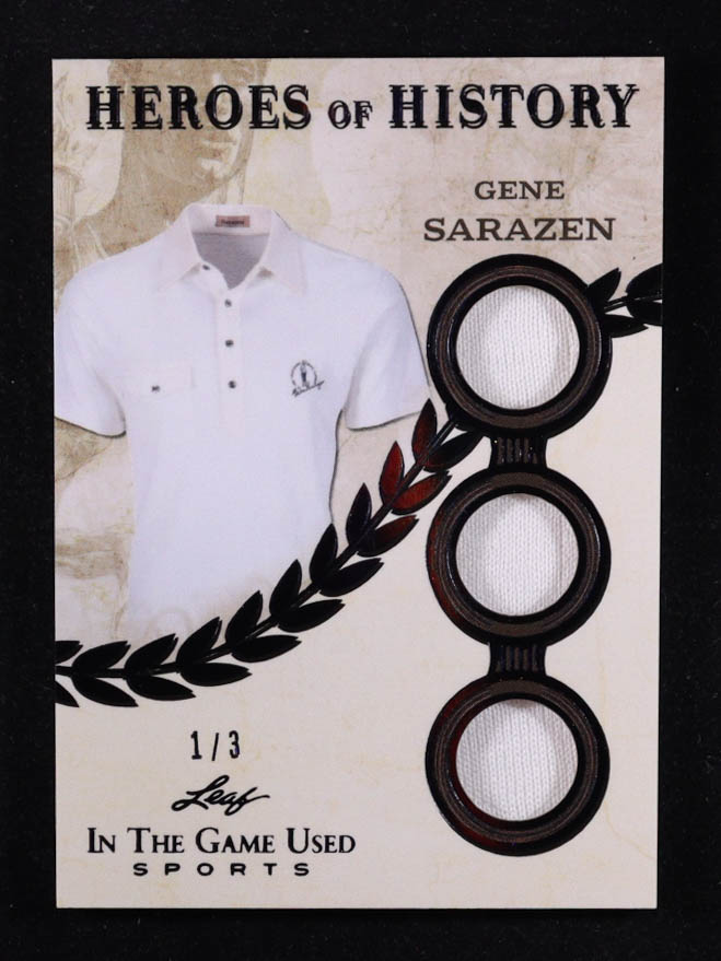Gene Sarazen 2025 Leaf ITG Used Sports Heroes Of History Triple Relic Black Foil #HH33 #1/3 at PristineAuction.com Gene Sarazen 2025 Leaf ITG Used Sports Heroes Of History Triple Relic Black Foil #HH33 #1/3 at PristineAuction.com