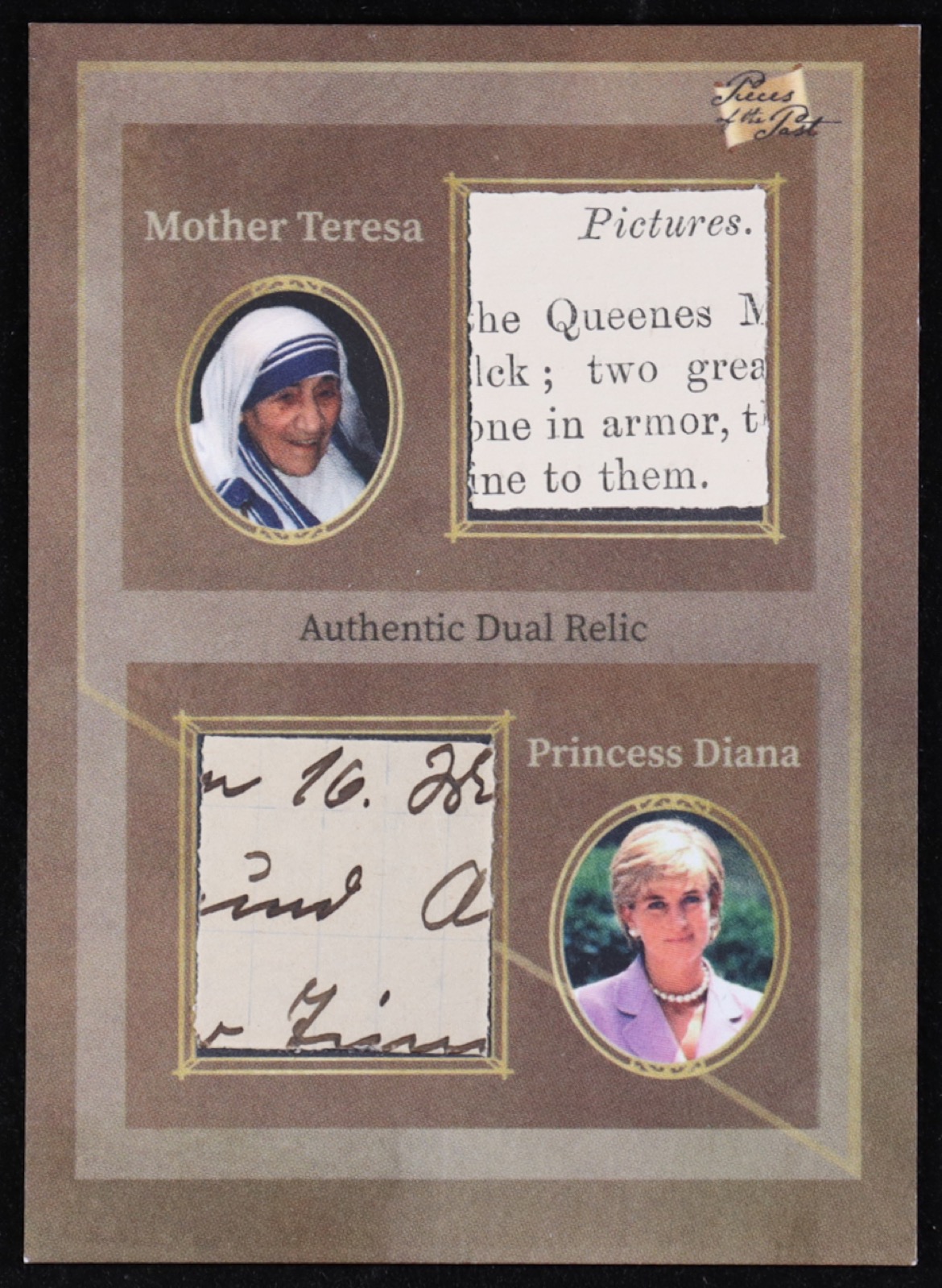 Mother Teresa / Princess Diana 2025 Pieces of the Past Dual Relic #195 at PristineAuction.com Mother Teresa / Princess Diana 2025 Pieces of the Past Dual Relic #195 at PristineAuction.com