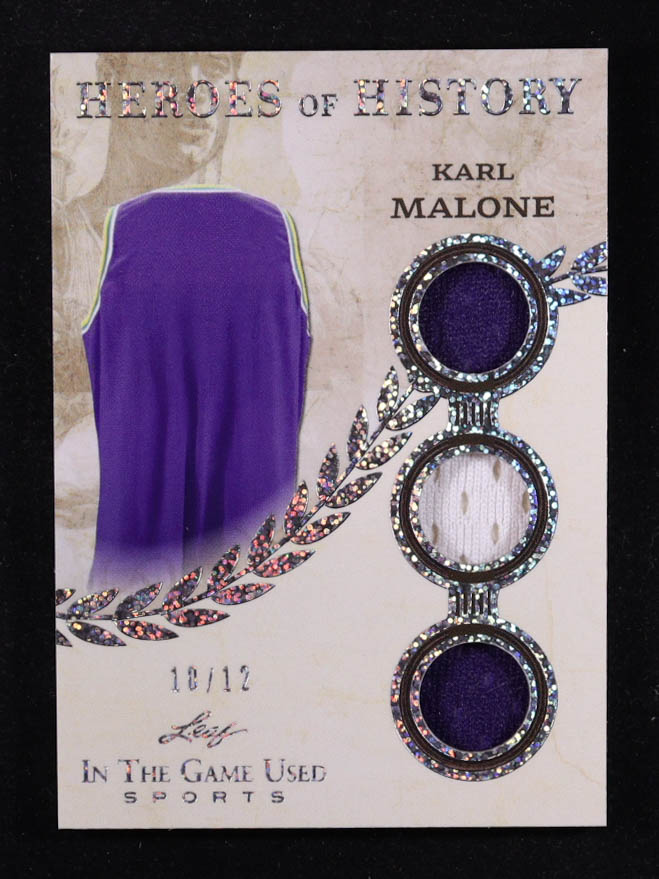 Karl Malone 2025 Leaf ITG Used Sports Heroes Of History Triple Relic Silver Sparkle Foil #HH44 #10/12 at PristineAuction.com Karl Malone 2025 Leaf ITG Used Sports Heroes Of History Triple Relic Silver Sparkle Foil #HH44 #10/12 at PristineAuction.com