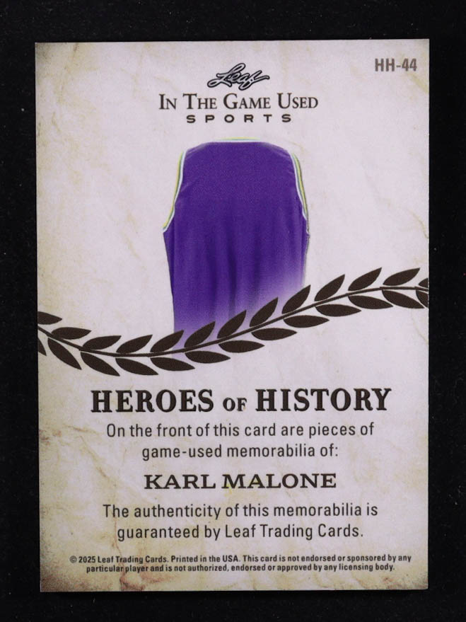 Karl Malone 2025 Leaf ITG Used Sports Heroes Of History Triple Relic Silver Sparkle Foil #HH44 #10/12 at PristineAuction.com Karl Malone 2025 Leaf ITG Used Sports Heroes Of History Triple Relic Silver Sparkle Foil #HH44 #10/12 at PristineAuction.com