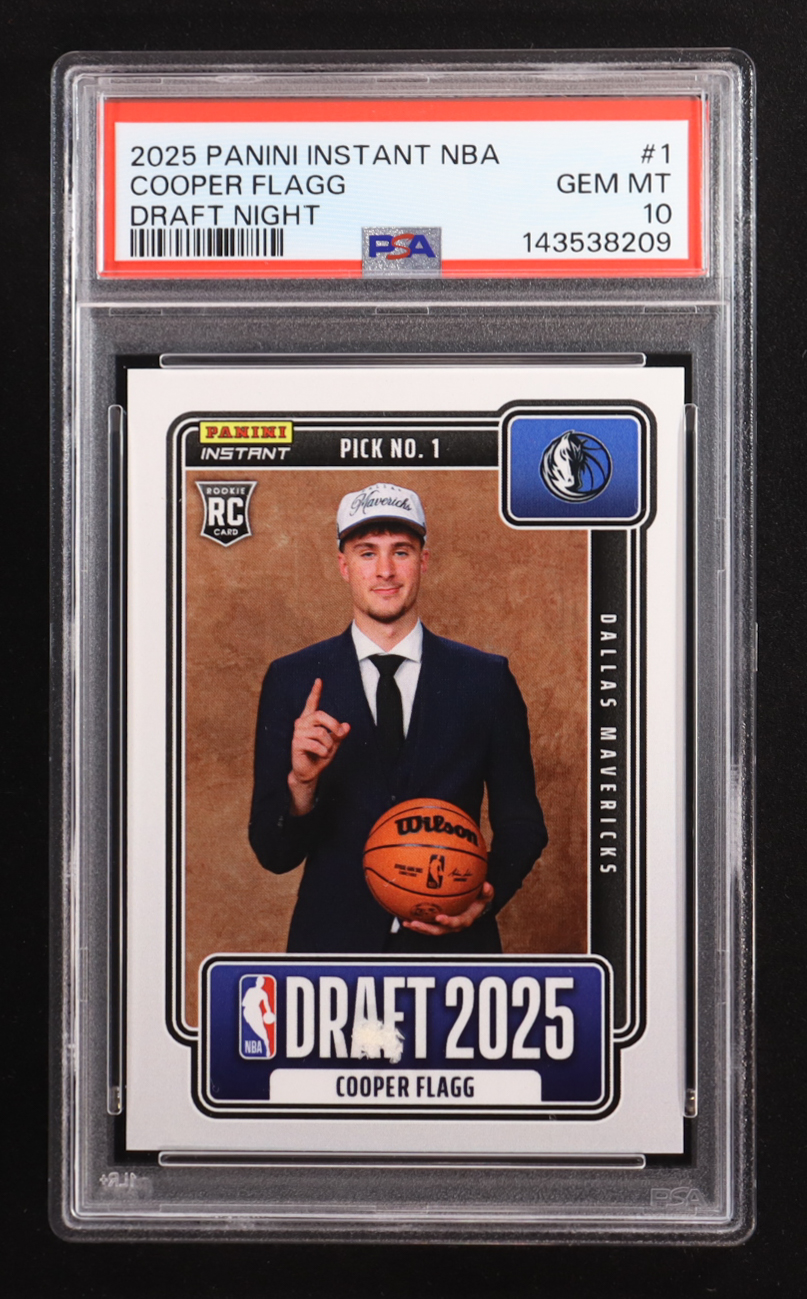 Cooper Flagg 2025-26 Panini Instant NBA Draft Night #NBADN-1 RC #1/68380 (PSA 10) at PristineAuction.com Cooper Flagg 2025-26 Panini Instant NBA Draft Night #NBADN-1 RC #1/68380 (PSA 10) at PristineAuction.com