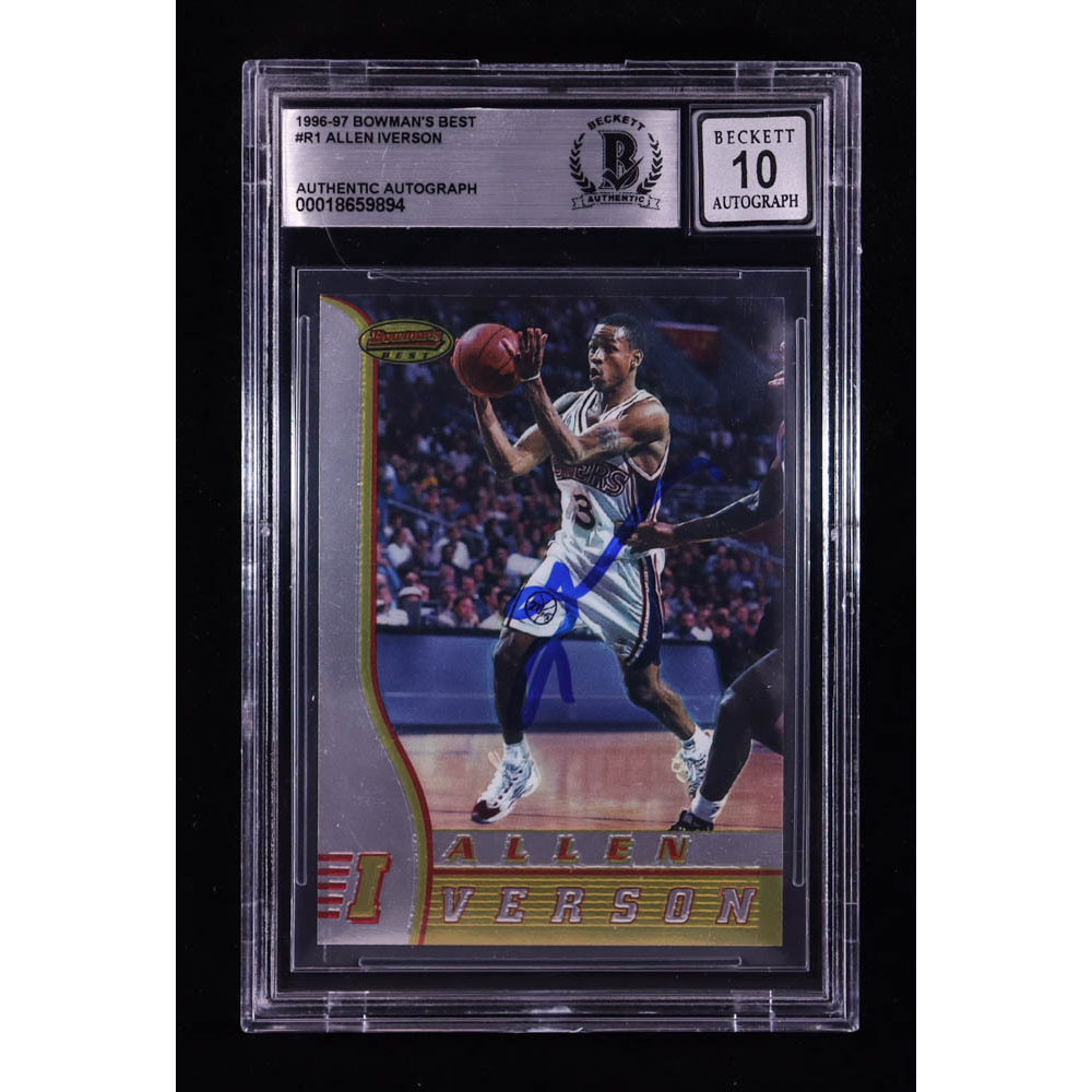 Allen Iverson Signed 1996-97 Bowman's Best #R1 RC (BGS | Auto Grade 10) at PristineAuction.com