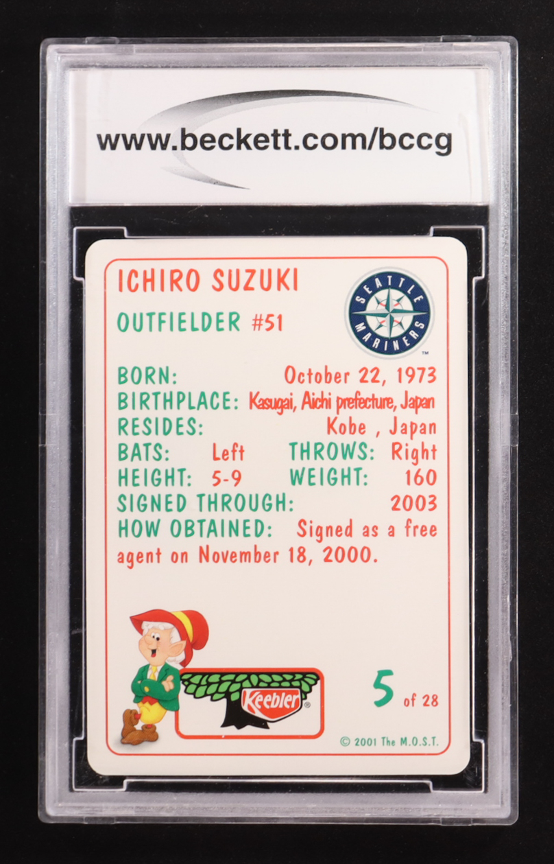 Ichiro Suzuki 2001 Keebler Mariners #5 RC (BCCG 10) at PristineAuction.com Ichiro Suzuki 2001 Keebler Mariners #5 RC (BCCG 10) at PristineAuction.com