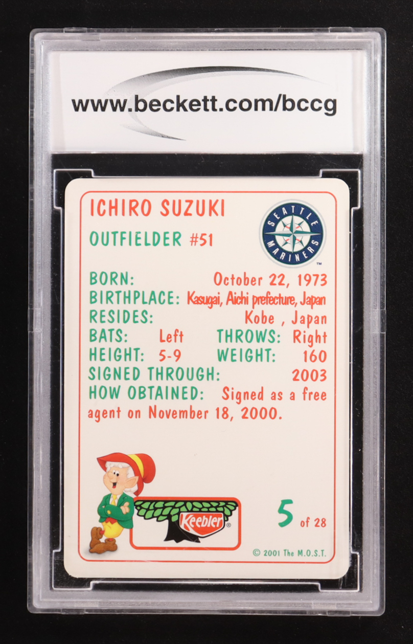 Ichiro Suzuki 2001 Keebler Mariners #5 RC (BCCG 10) at PristineAuction.com Ichiro Suzuki 2001 Keebler Mariners #5 RC (BCCG 10) at PristineAuction.com