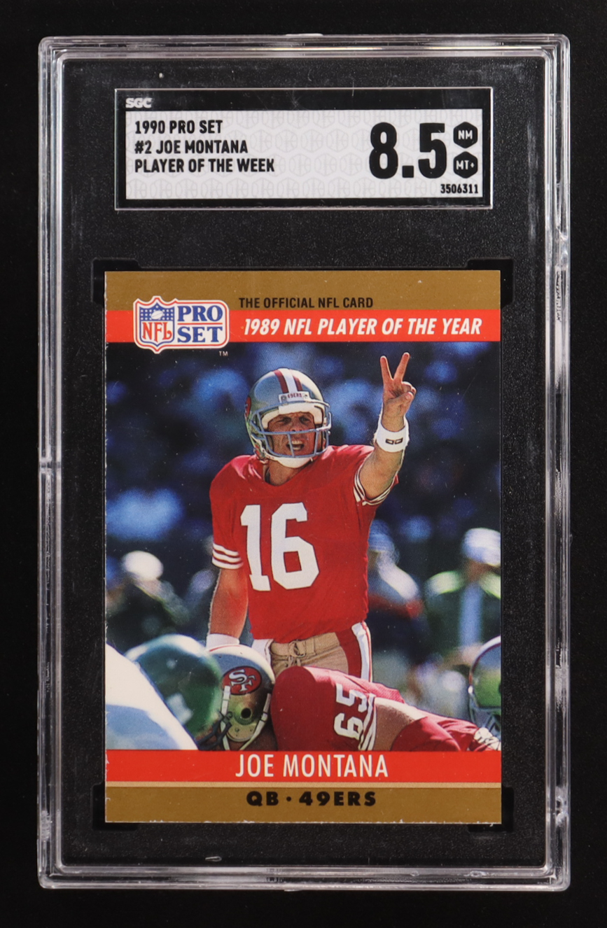 Joe Montana 1990 Pro Set Player Of The Week #2 (SGC 8.5) at PristineAuction.com Joe Montana 1990 Pro Set Player Of The Week #2 (SGC 8.5) at PristineAuction.com