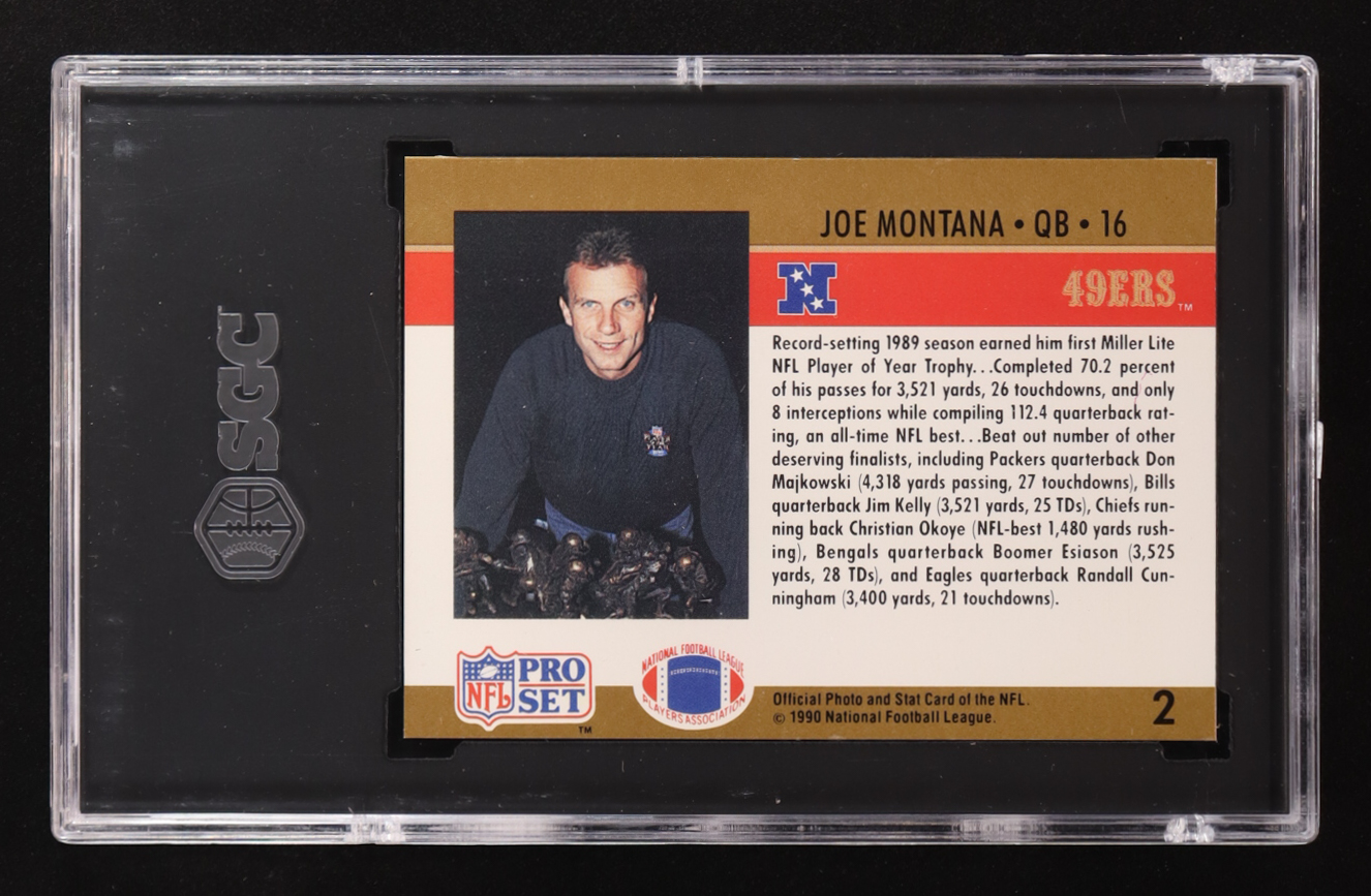 Joe Montana 1990 Pro Set Player Of The Week #2 (SGC 8.5) at PristineAuction.com Joe Montana 1990 Pro Set Player Of The Week #2 (SGC 8.5) at PristineAuction.com