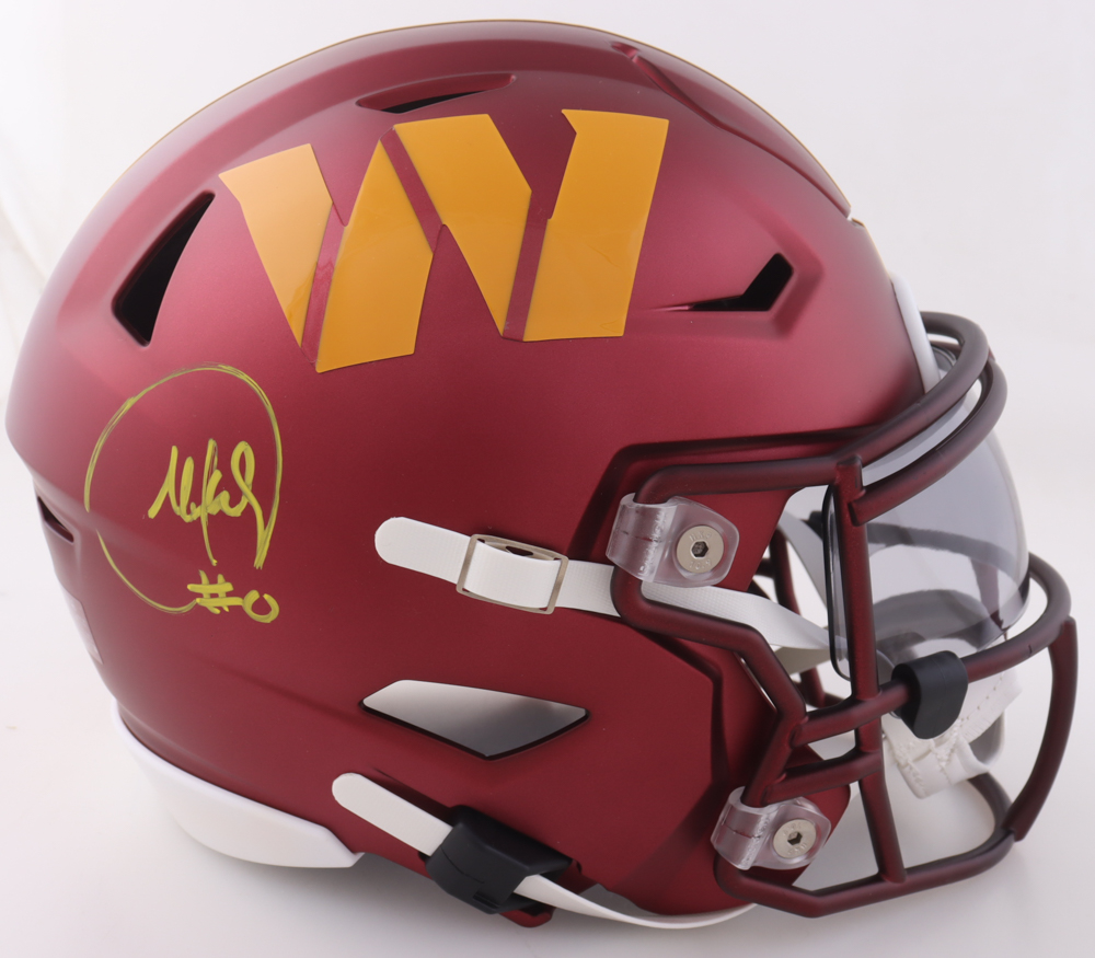 Mike Sainristil Signed Commanders Mid-Size SpeedFlex Helmet with Visor (JSA) at PristineAuction.com Mike Sainristil Signed Commanders Mid-Size SpeedFlex Helmet with Visor (JSA) at PristineAuction.com