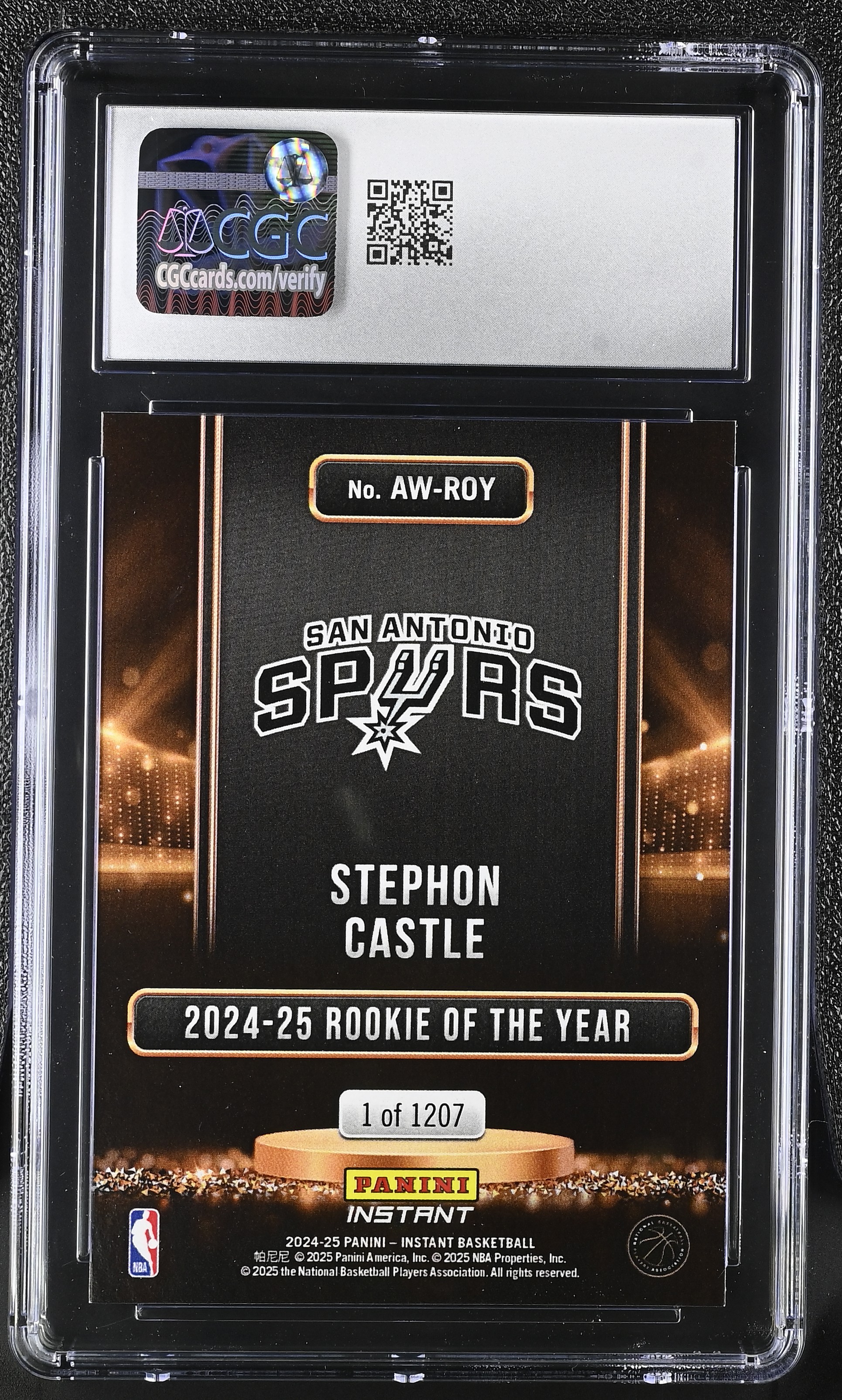 Stephon Castle 2024-25 Panini Instant Award Winners #AW-ROY RC #1/1207 (CGC 9.5) at PristineAuction.com Stephon Castle 2024-25 Panini Instant Award Winners #AW-ROY RC #1/1207 (CGC 9.5) at PristineAuction.com