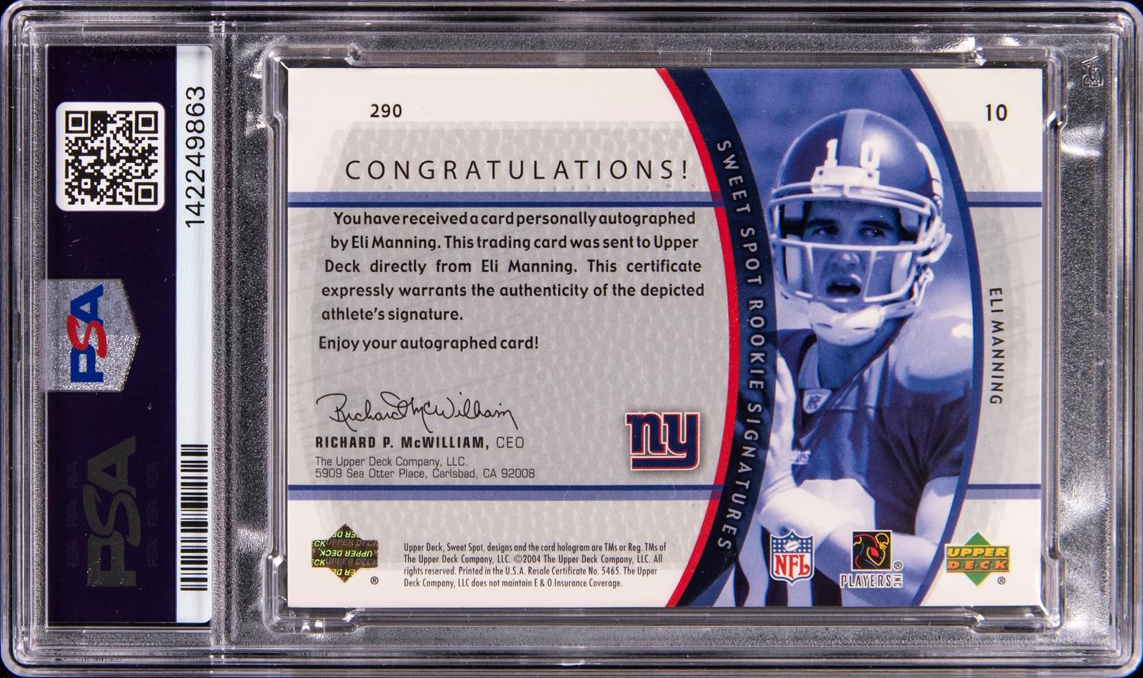 Eli Mannig 2004 Upper Deck Sweet Spot Autograph #290 #039/150 (PSA 9) at PristineAuction.com Eli Mannig 2004 Upper Deck Sweet Spot Autograph #290 #039/150 (PSA 9) at PristineAuction.com