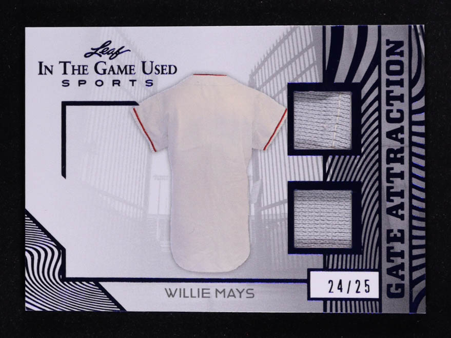 Willie Mays 2025 Leaf ITG Used Sports Gate Attraction Dual Relic Blue Foil #GA45 #24/25 at PristineAuction.com Willie Mays 2025 Leaf ITG Used Sports Gate Attraction Dual Relic Blue Foil #GA45 #24/25 at PristineAuction.com