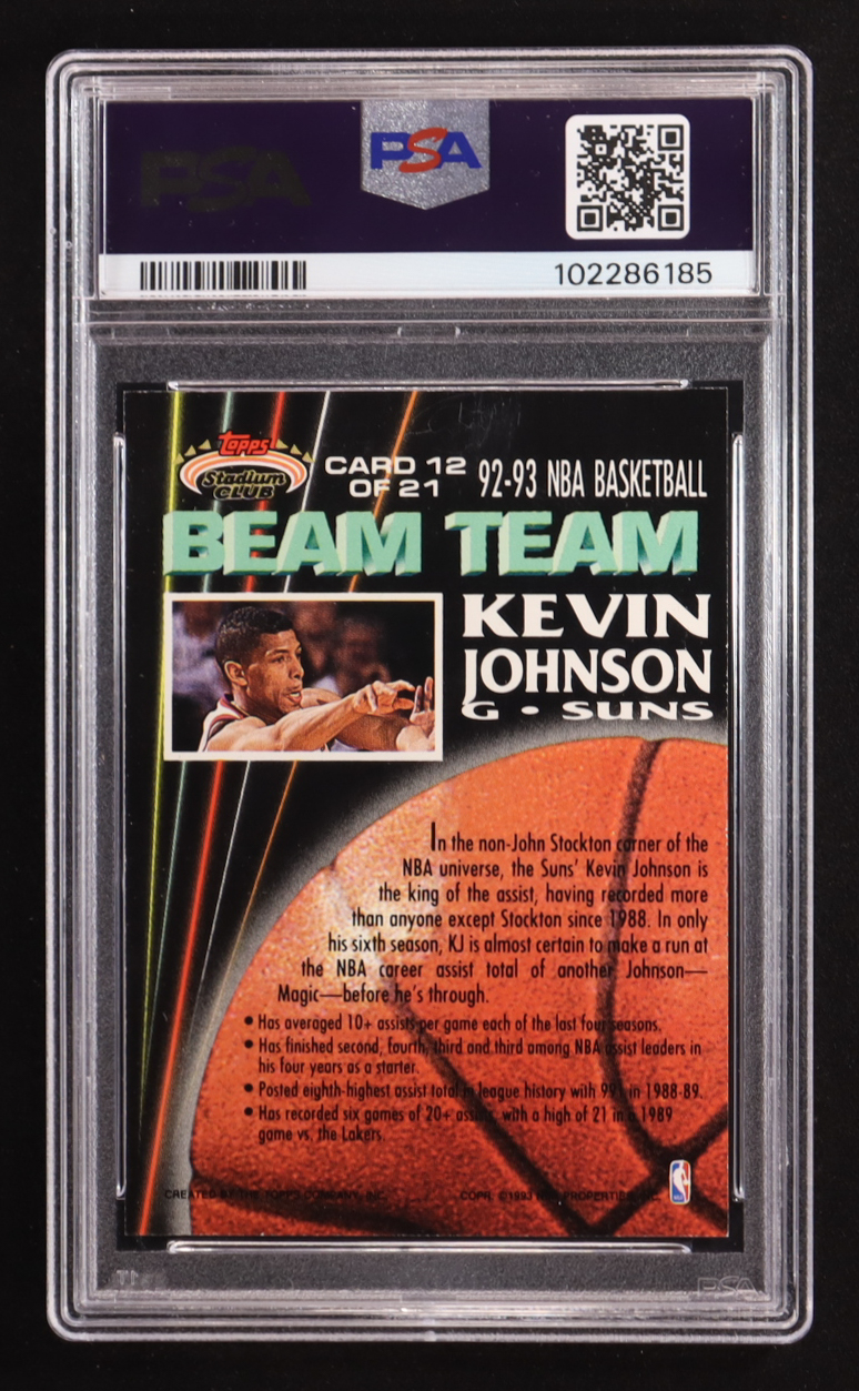 Kevin Johnson 1992-93 Stadium Club Beam Team Members Only Parallel #12 (PSA 9) at PristineAuction.com Kevin Johnson 1992-93 Stadium Club Beam Team Members Only Parallel #12 (PSA 9) at PristineAuction.com