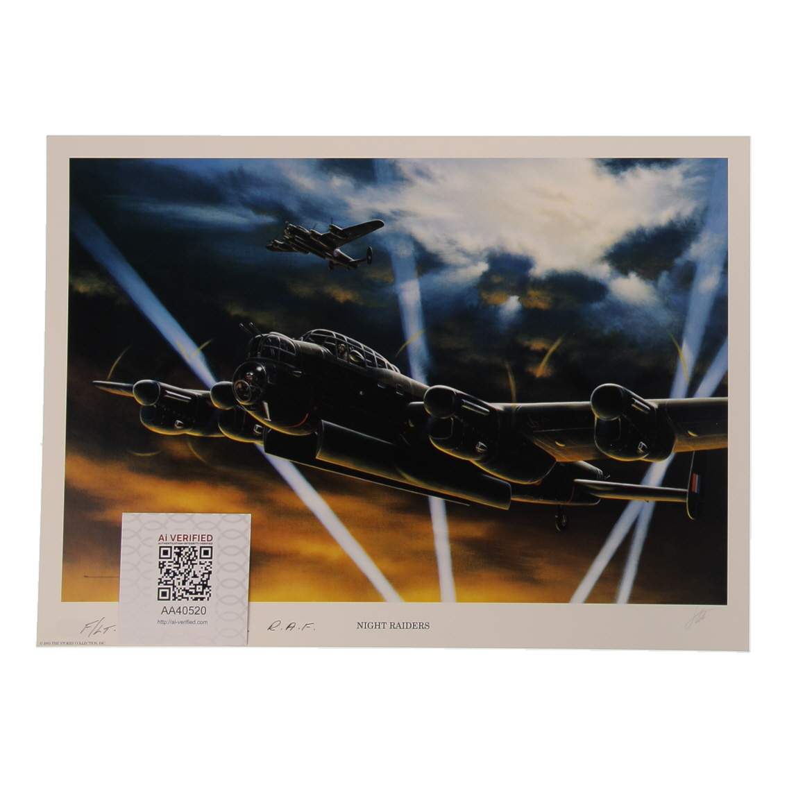 Robert Ferguson Signed Stan Stokes "Night Raiders" Lithograph Inscribed "F/LT" & "R.A.F." (AIV) at PristineAuction.com Robert Ferguson Signed Stan Stokes "Night Raiders" Lithograph Inscribed "F/LT" & "R.A.F." (AIV) at PristineAuction.com