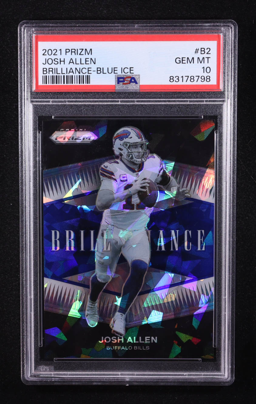 Josh Allen 2021 Panini Prizm Brilliance Prizms Blue Ice #2 #27/99 (PSA 10) at PristineAuction.com Josh Allen 2021 Panini Prizm Brilliance Prizms Blue Ice #2 #27/99 (PSA 10) at PristineAuction.com