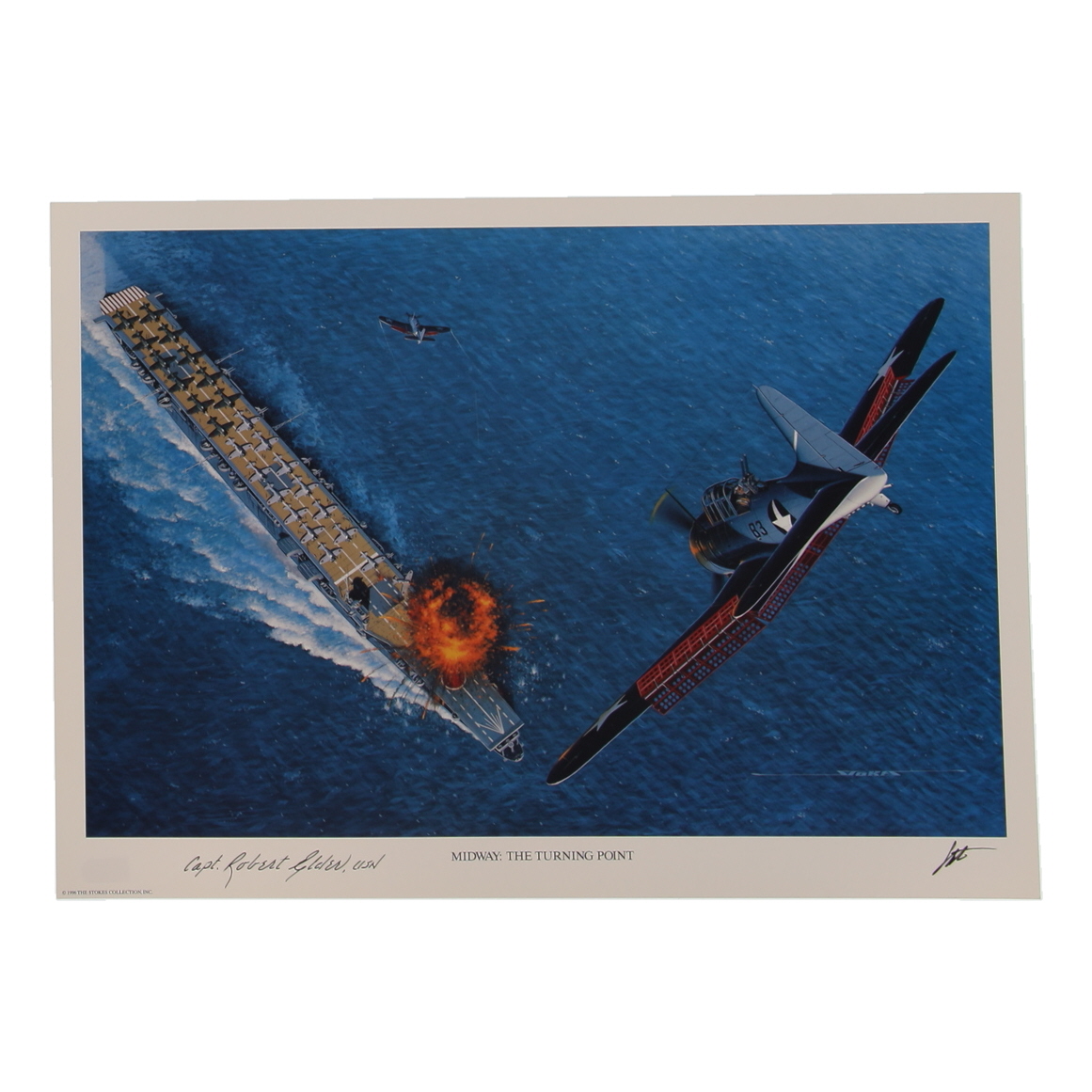 Capt. Robert M. Elder Signed Stan Stokes "Midway: The Turning Point" Lithograph Inscribed "USN" (AIV) at PristineAuction.com Capt. Robert M. Elder Signed Stan Stokes "Midway: The Turning Point" Lithograph Inscribed "USN" (AIV) at PristineAuction.com