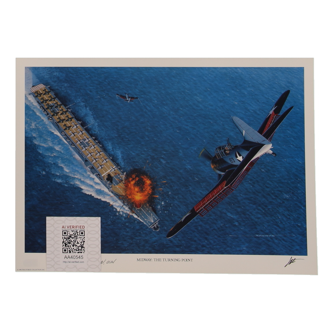 Capt. Robert M. Elder Signed Stan Stokes "Midway: The Turning Point" Lithograph Inscribed "USN" (AIV) at PristineAuction.com Capt. Robert M. Elder Signed Stan Stokes "Midway: The Turning Point" Lithograph Inscribed "USN" (AIV) at PristineAuction.com