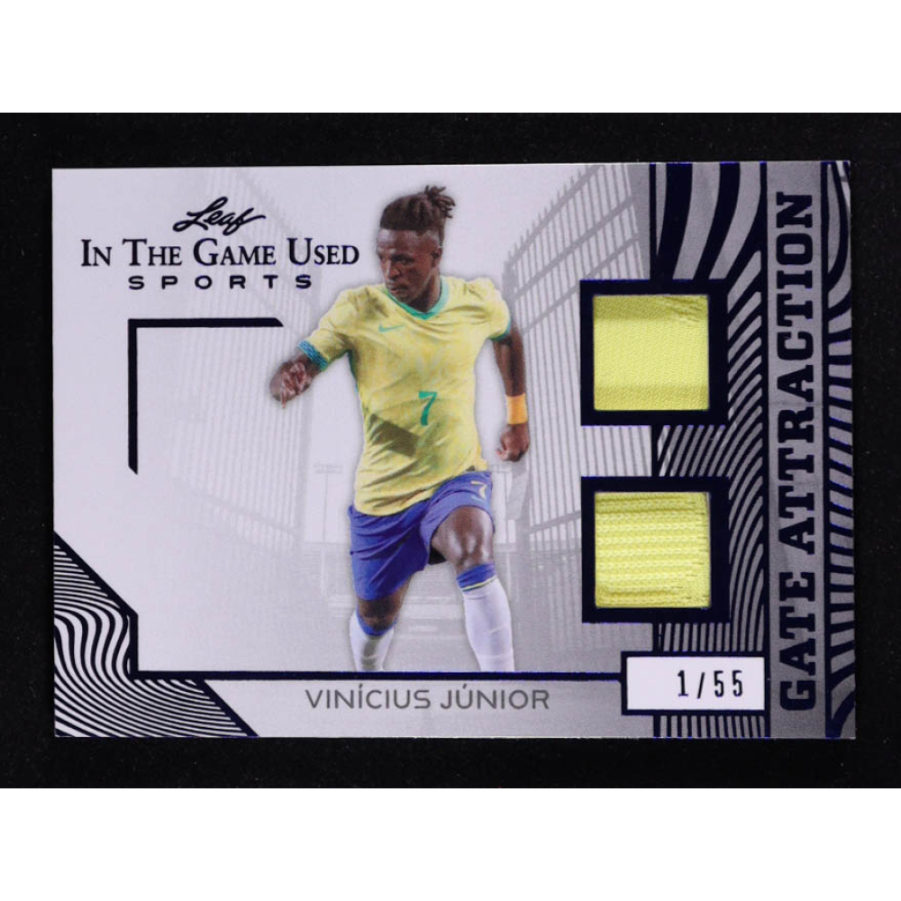 Vinicius Junior 2025 Leaf ITG Used Sports Gate Attraction Dual Relic Blue Foil #GA44 #1/55 at PristineAuction.com