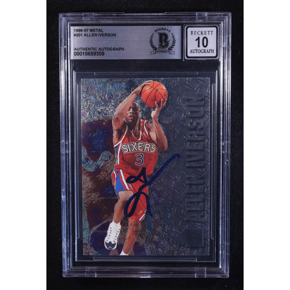 Allen Iverson Signed 1996-97 Metal #201 RC (BGS Authentic | Autograph Graded 10) at PristineAuction.com