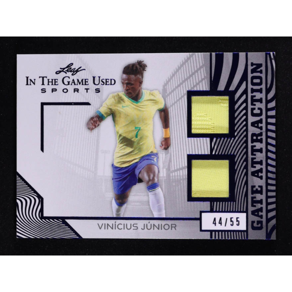 Vinicius Junior 2025 Leaf ITG Used Sports Gate Attraction Dual Relic Blue Foil #GA44 #44/55 at PristineAuction.com