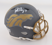 John Elway Signed Broncos Slate Alternate Speed Mini Helmet (Beckett) at PristineAuction.com
