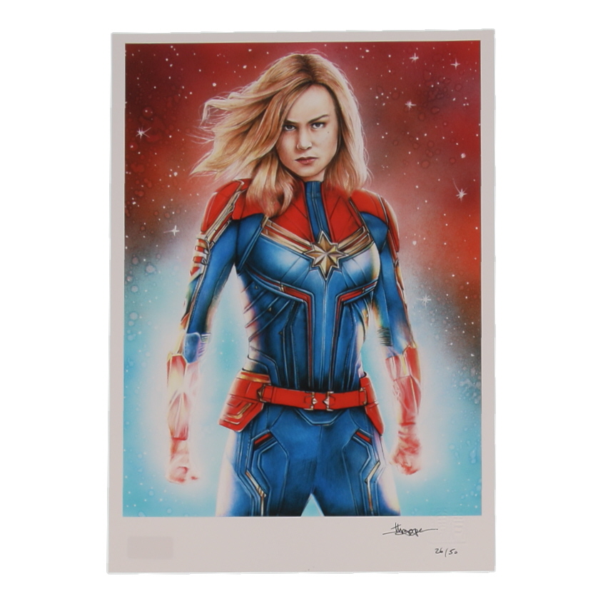 "Captain Marvel" LE 8x12 Art Print by Thang Nguyen #/50 (PA) at PristineAuction.com "Captain Marvel" LE 8x12 Art Print by Thang Nguyen #/50 (PA) at PristineAuction.com