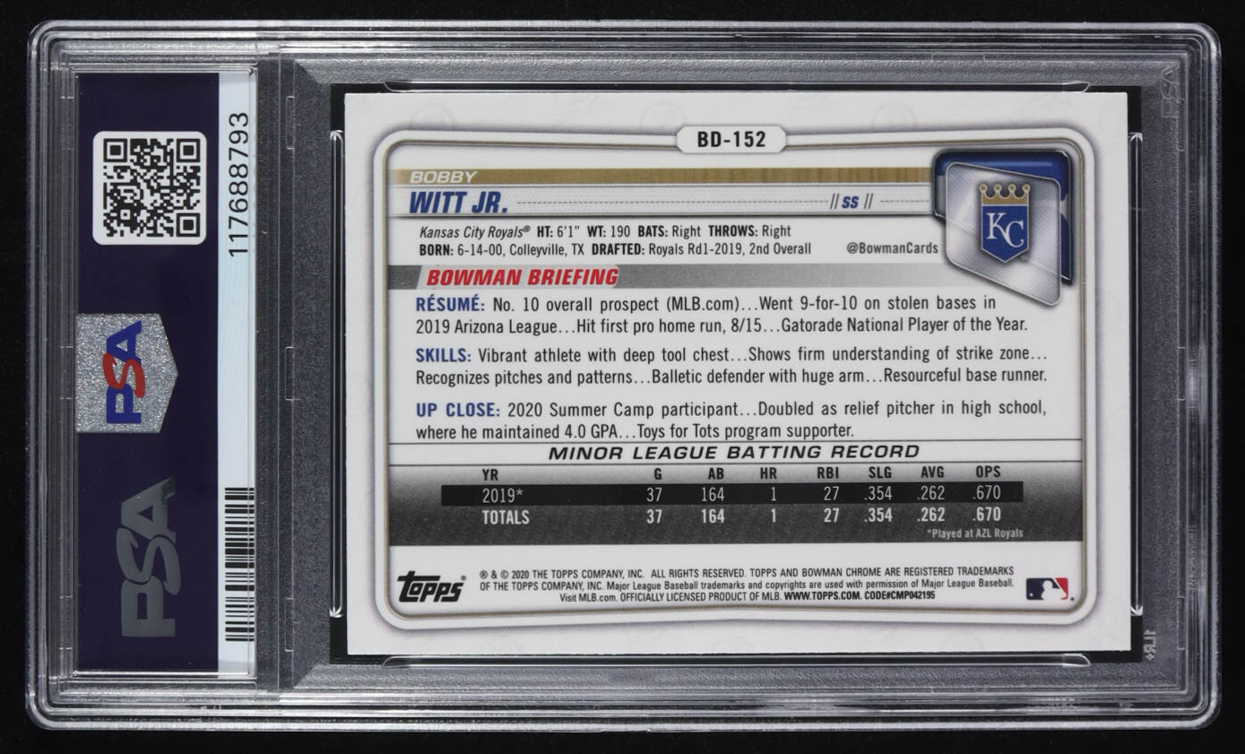 Bobby Witt Jr. 2020 Bowman Chrome Draft #BD152 (PSA 9) at PristineAuction.com Bobby Witt Jr. 2020 Bowman Chrome Draft #BD152 (PSA 9) at PristineAuction.com