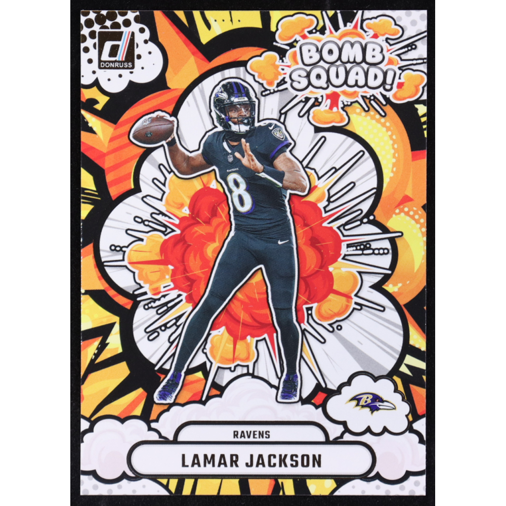 Lamar Jackson 2025 Donruss Bomb Squad #28 at PristineAuction.com