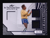 Pele 2025 Leaf ITG Used Sports Gate Attraction Dual Relic Blue Foil #GA31 #51/55 at PristineAuction.com