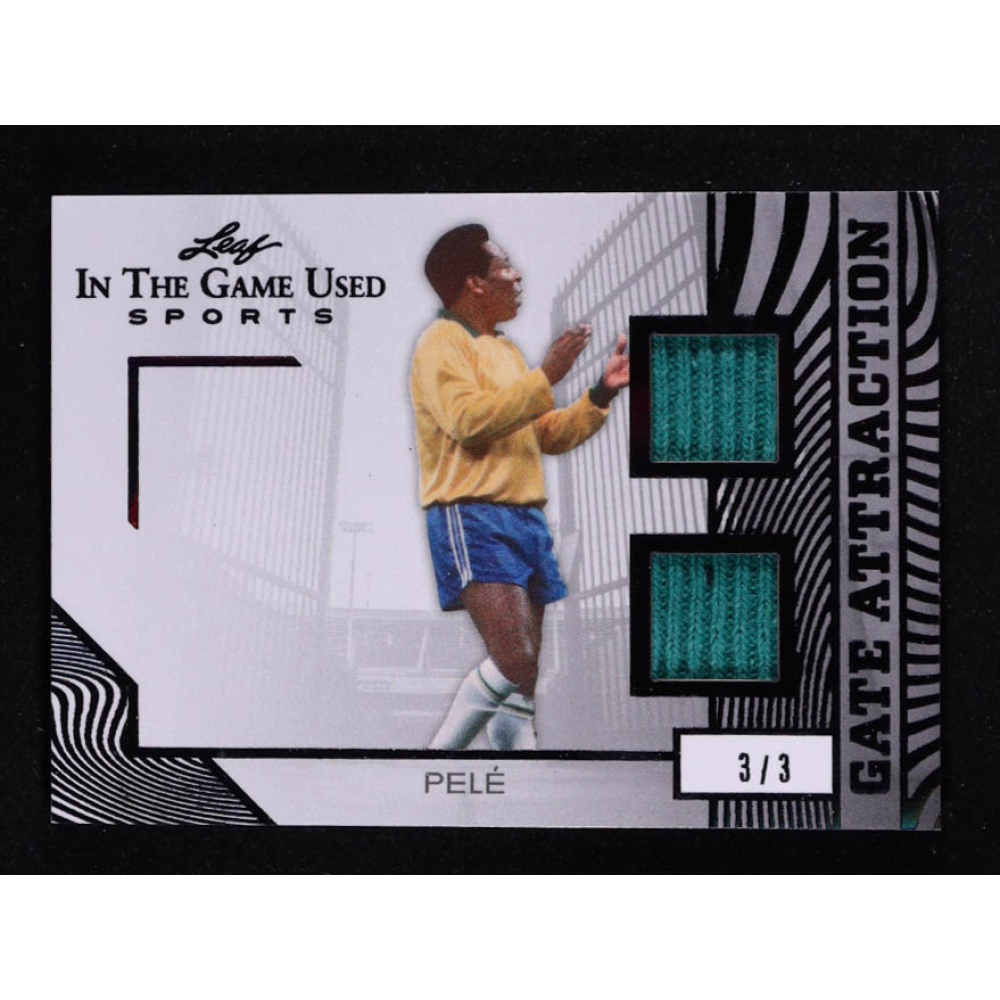 Pele 2025 Leaf ITG Used Sports Gate Attraction Dual Relic Black Foil #GA31 #3/3 at PristineAuction.com