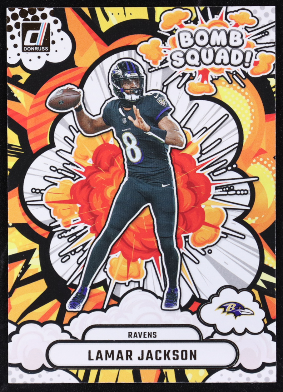 Lamar Jackson 2025 Donruss Bomb Squad #28 at PristineAuction.com Lamar Jackson 2025 Donruss Bomb Squad #28 at PristineAuction.com