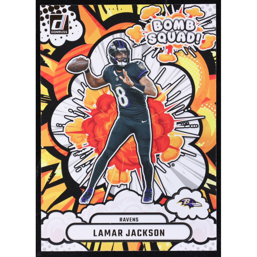 Lamar Jackson 2025 Donruss Bomb Squad #28 at PristineAuction.com