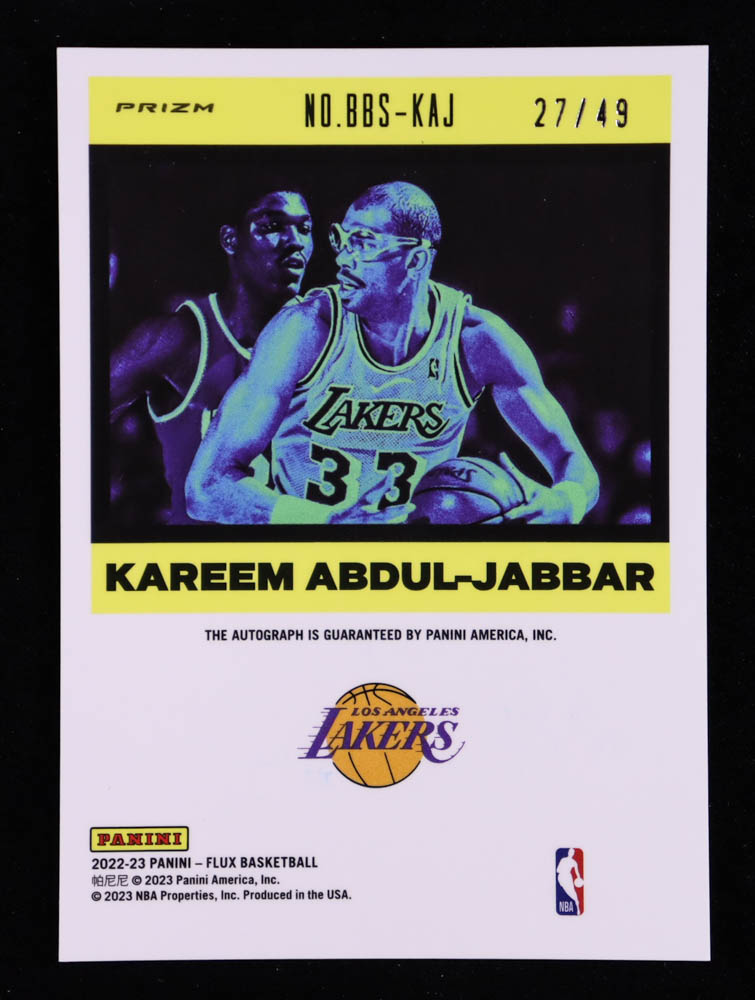 Kareem Abdul-Jabbar 2022-23 Panini Flux Best of the Best Signatures Red #8 #27/49 at PristineAuction.com Kareem Abdul-Jabbar 2022-23 Panini Flux Best of the Best Signatures Red #8 #27/49 at PristineAuction.com