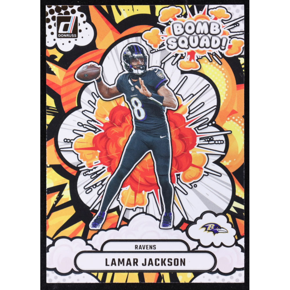 Lamar Jackson 2025 Donruss Bomb Squad #28 at PristineAuction.com