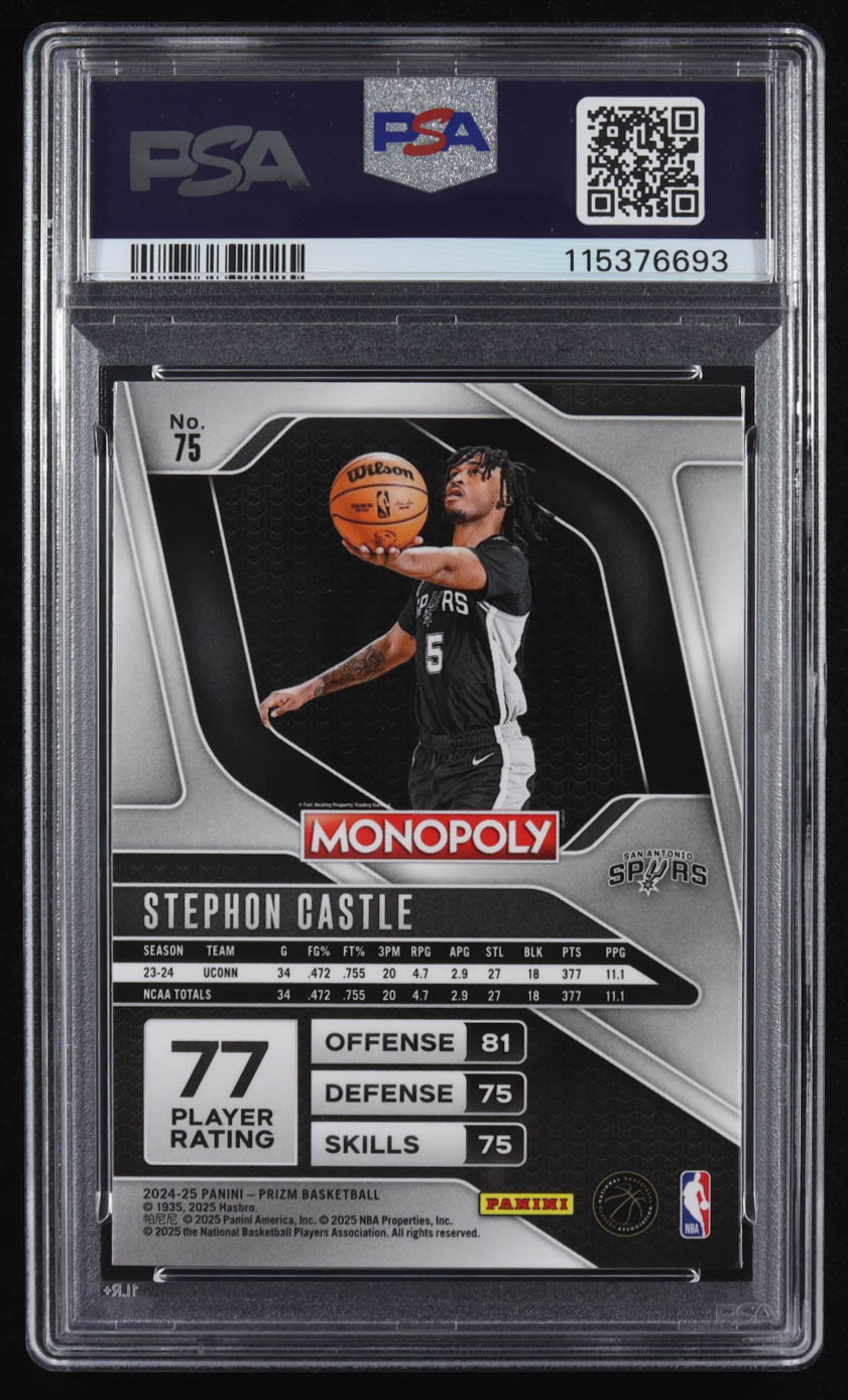 Stephon Castle 2024-25 Panini Prizm Monopoly #75 RC (PSA 9) at PristineAuction.com Stephon Castle 2024-25 Panini Prizm Monopoly #75 RC (PSA 9) at PristineAuction.com