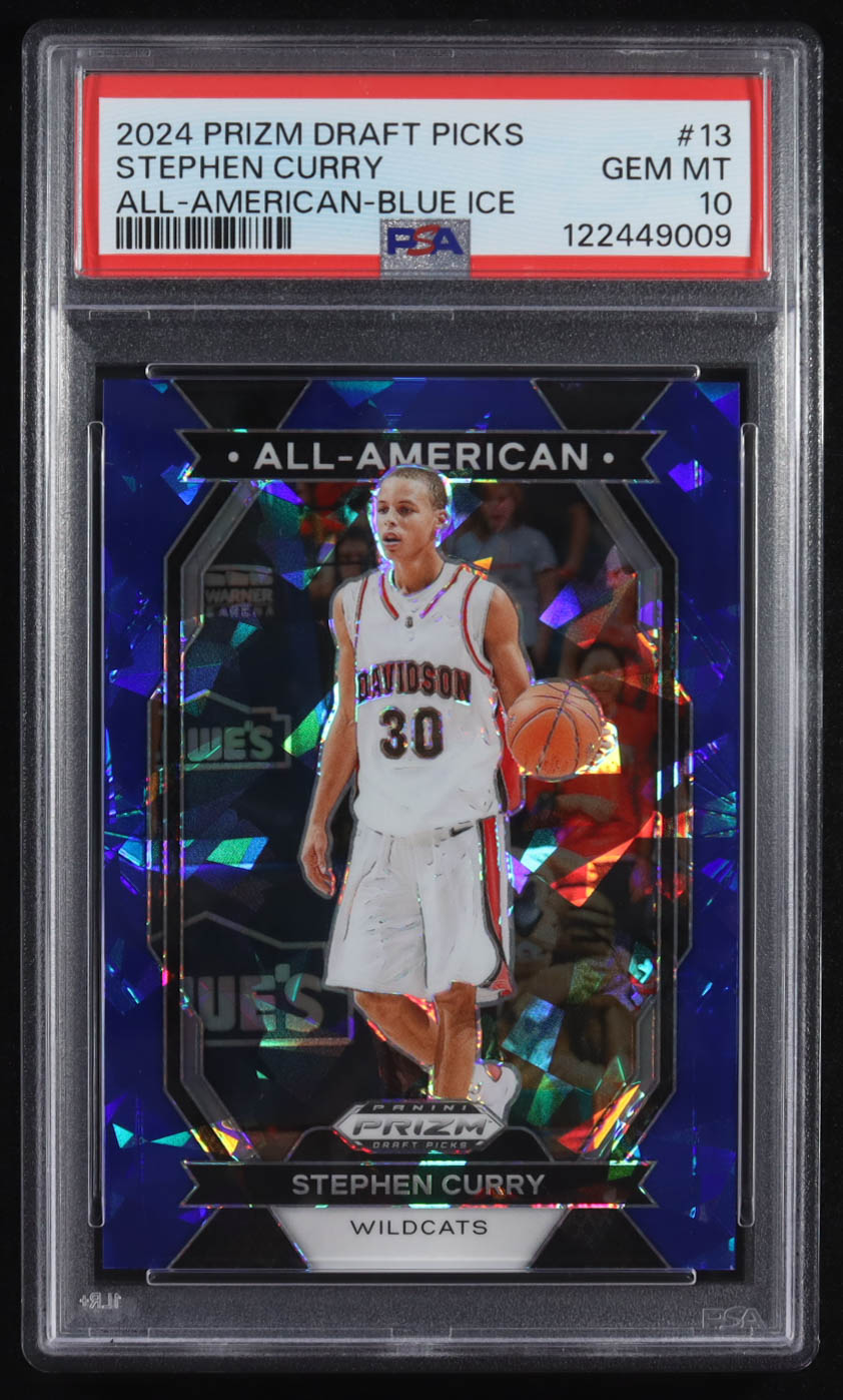 Stephen Curry 2024-25 Panini Prizm Draft Picks All-American Prizms Blue Ice #13 #14/99 (PSA 10) at PristineAuction.com Stephen Curry 2024-25 Panini Prizm Draft Picks All-American Prizms Blue Ice #13 #14/99 (PSA 10) at PristineAuction.com