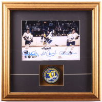 Gilbert Perrault, Rene Robert & Rick Martin Signed Sabres Custom Framed Photo Display with 30th Anniversary Puck (PSA) at PristineAuction.com