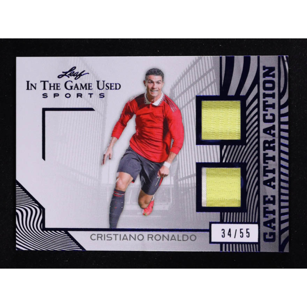Cristiano Ronaldo 2025 Leaf ITG Used Sports Gate Attraction Dual Relic Blue Foil #GA5 #34/55 at PristineAuction.com